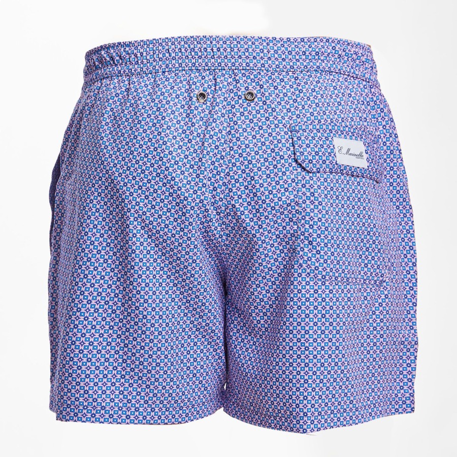 Hot E.Marinella Light Blue Swim Short Small Flower Pattern