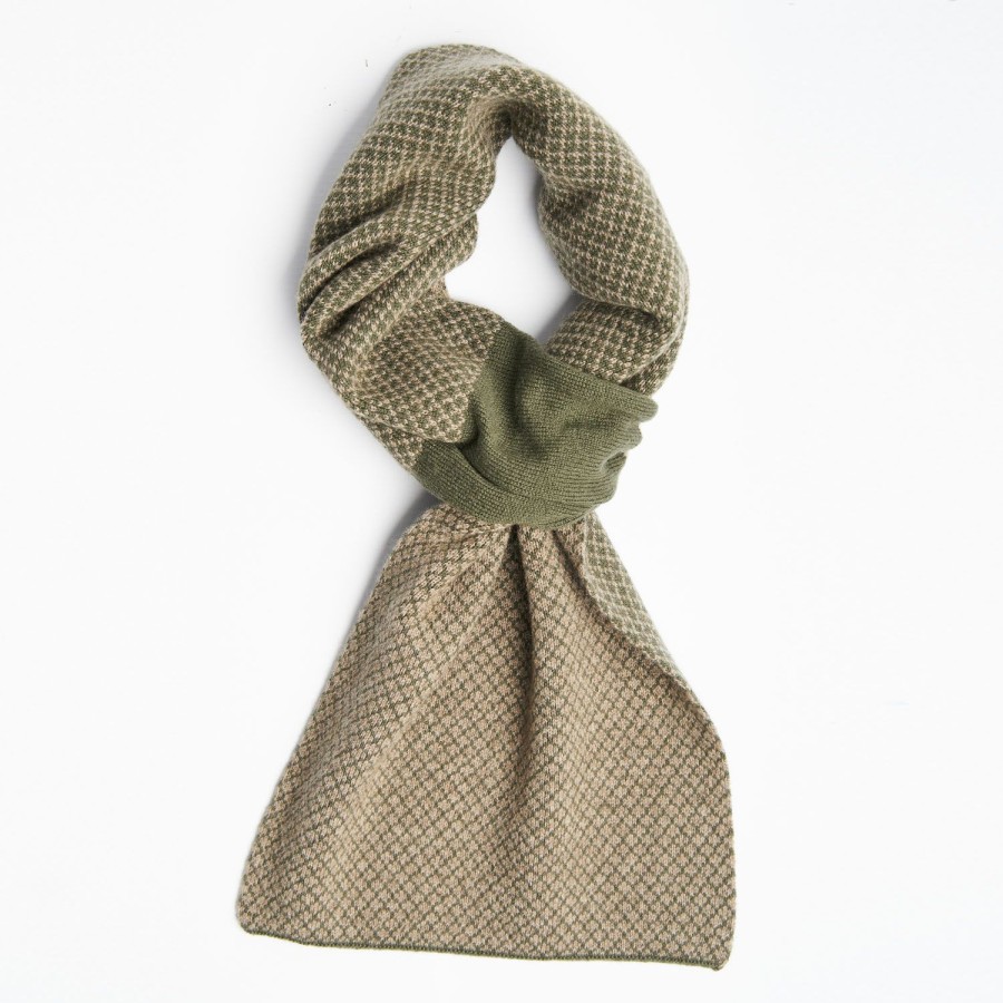 New E.Marinella Dark Green And Light Brown Cashmere Neck Warmer