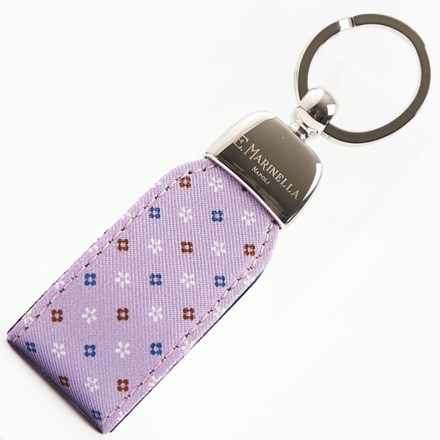 New E.Marinella Lilac Keyfob In Silk And Leather