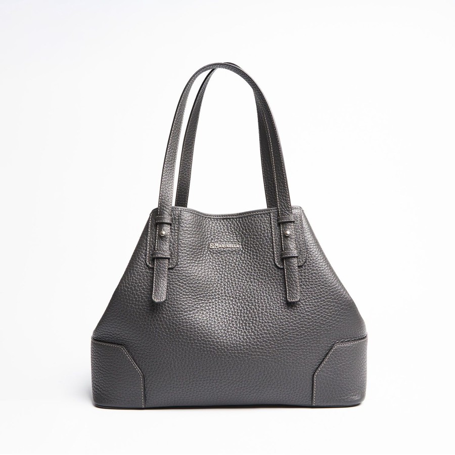 Wholesale E.Marinella Dark Grey Textured Leather Tote Bag