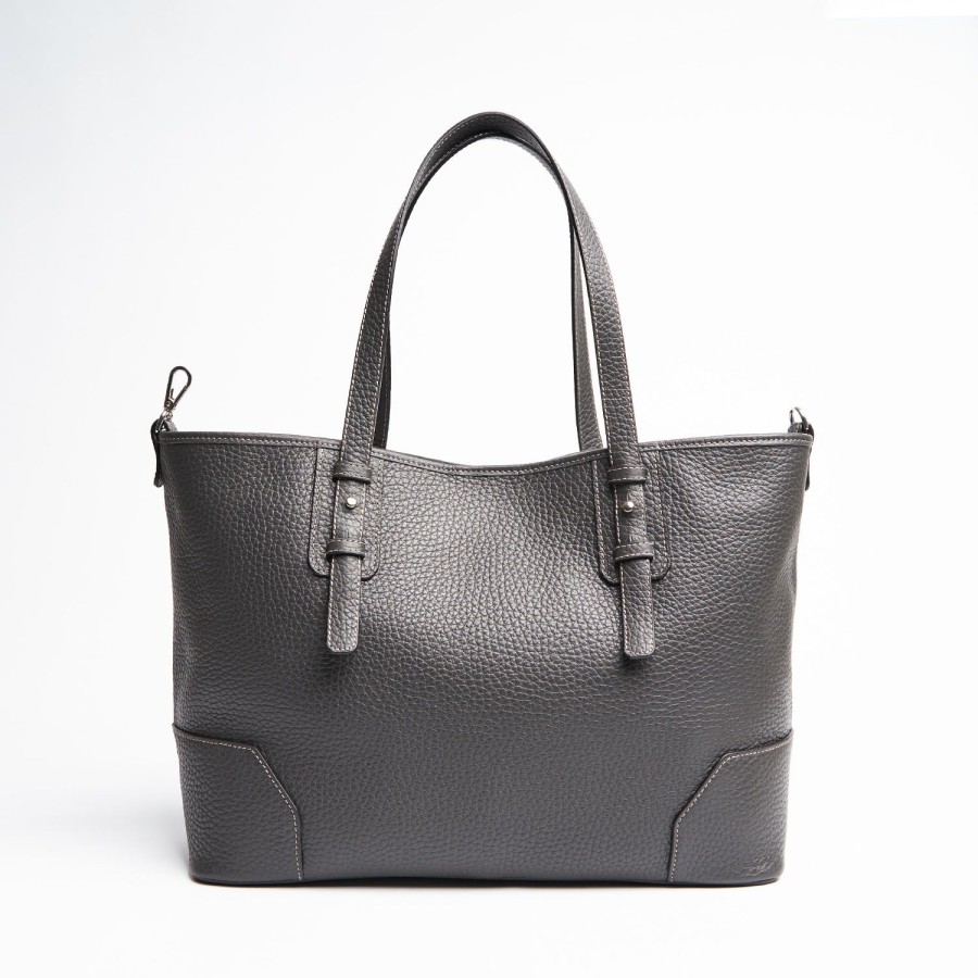 Wholesale E.Marinella Dark Grey Textured Leather Tote Bag