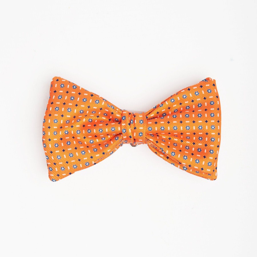 Online E.Marinella Orange Pre-Knotted Silk Bowtie - Small Flower Pattern