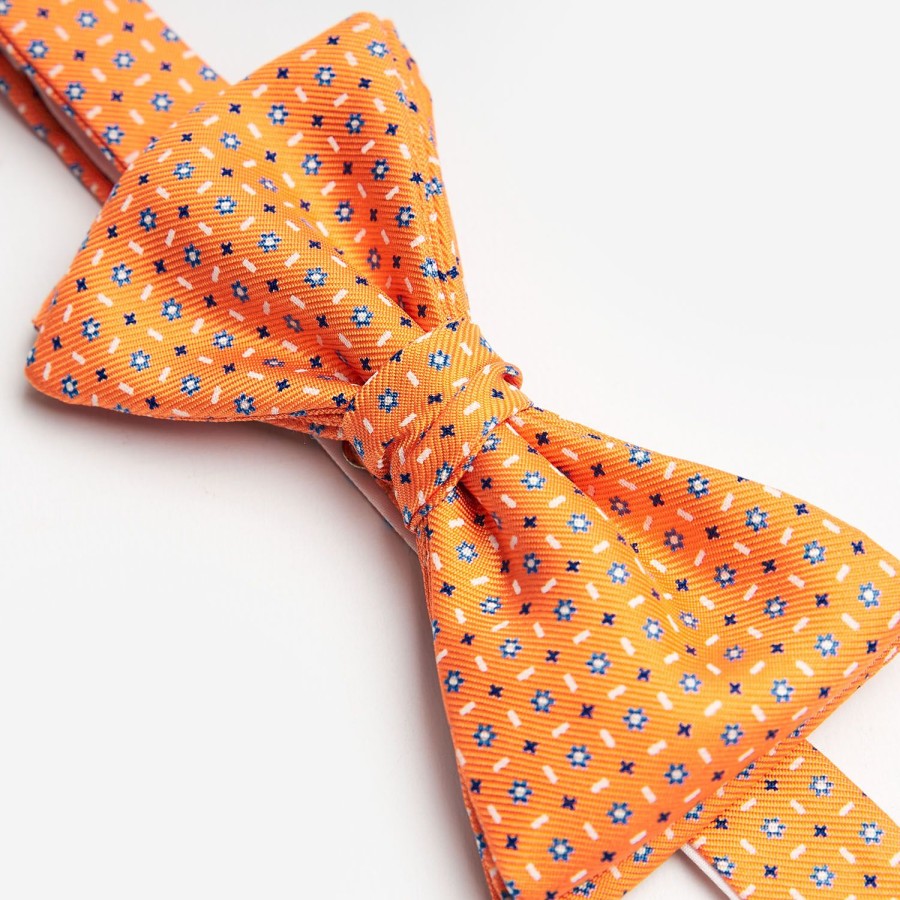 Online E.Marinella Orange Pre-Knotted Silk Bowtie - Small Flower Pattern