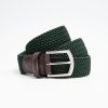 Hot E.Marinella Dark Green Woven Stretch Bel With Alligator Trims