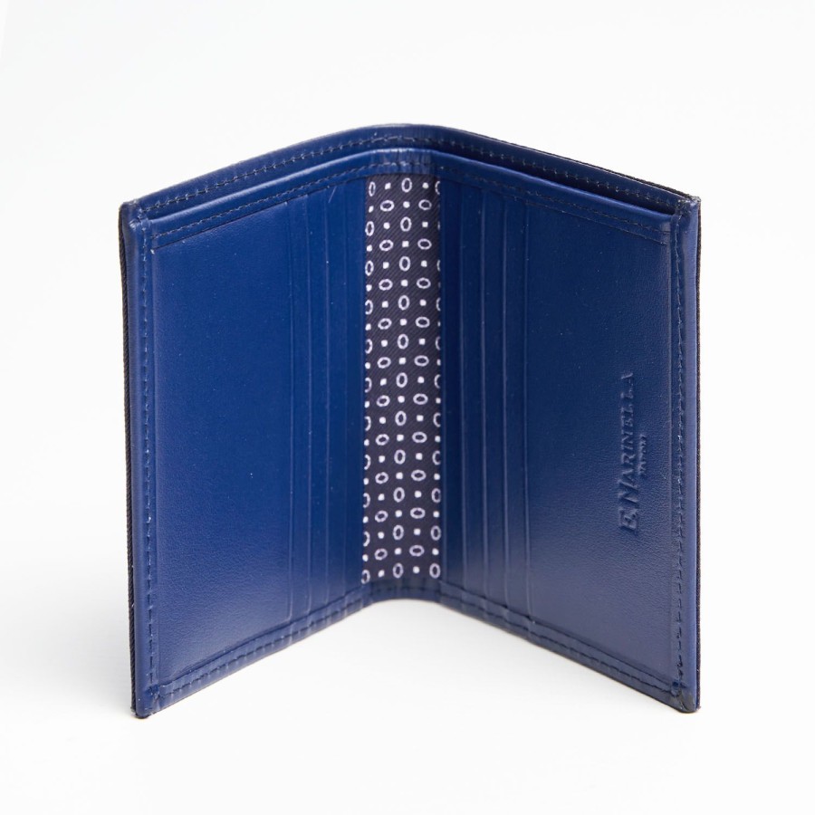 Hot E.Marinella Dark Blue Small Wallet In Silk And Leather