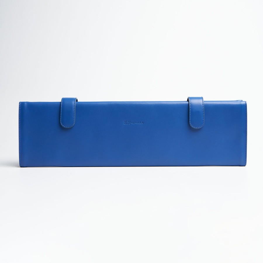 Clearance E.Marinella Blue Travel Tie Holder In Leather