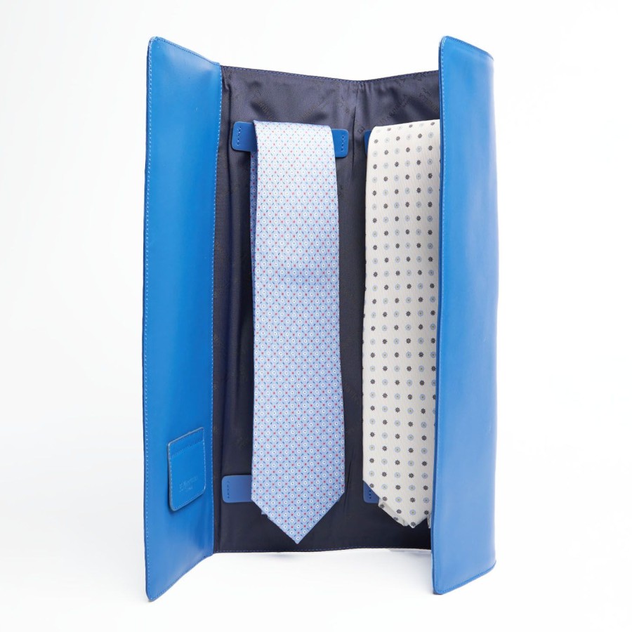 Clearance E.Marinella Blue Travel Tie Holder In Leather