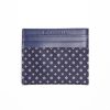 Hot E.Marinella Dark Blue Silk And Leather Credit Card Holder 5 Compartments