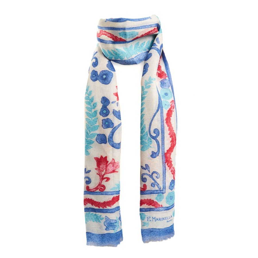 Best E.Marinella Blue Cotton And Linen Scarf