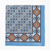 New E.Marinella Bluette Hand-Printed Silk Pocket Square - Large Flower Pattern