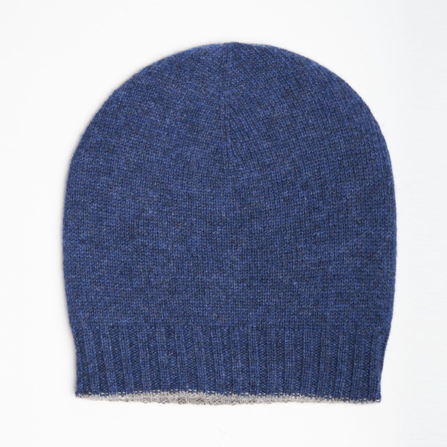 Online E.Marinella Blue And Grey Bicolor Cashmere Beanie