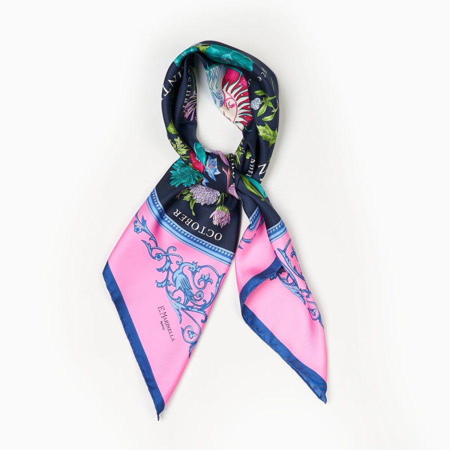 Wholesale E.Marinella Pink Silk Scarf 90 - The Wheel Of Seasons