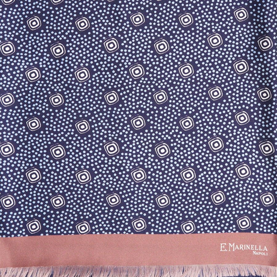 Hot E.Marinella Midnight Blue And Pink Double Silk Scarf