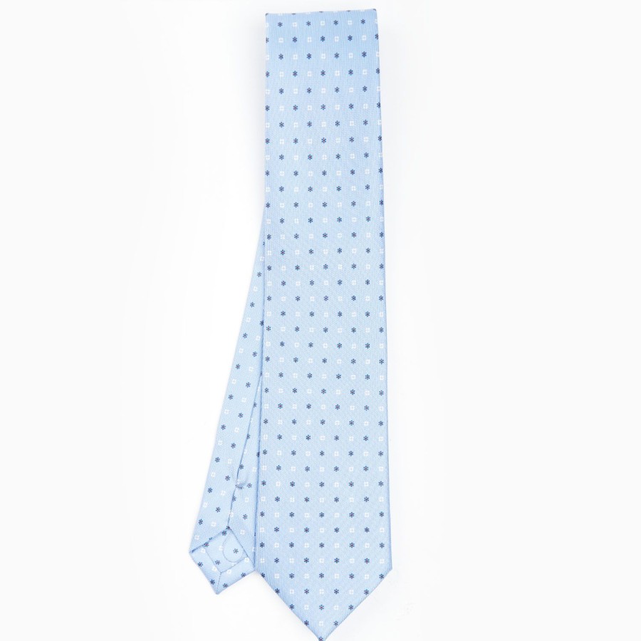 Online E.Marinella Light Blue Sartorial Classic Silk Tie - Small Flower Designs