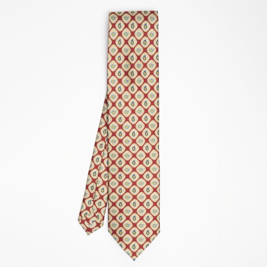 New E.Marinella Burgundy Collection Heritage Silk Tie - Paisley Pattern