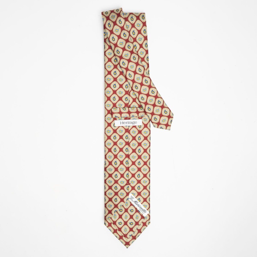 New E.Marinella Burgundy Collection Heritage Silk Tie - Paisley Pattern