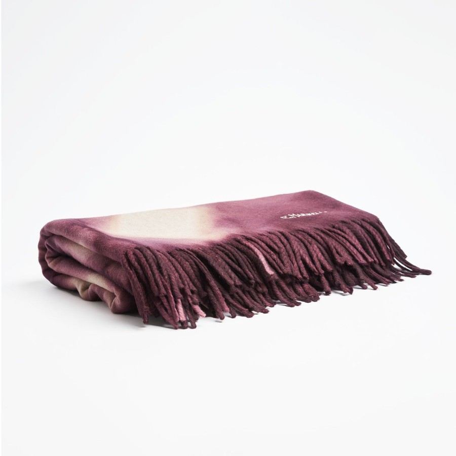 Best E.Marinella Burgundy And White Bergen Cashmere Throw