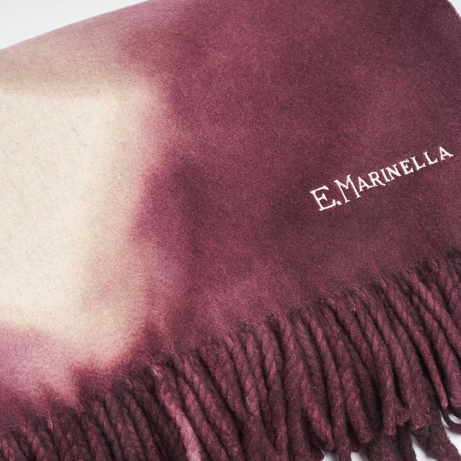 Best E.Marinella Burgundy And White Bergen Cashmere Throw