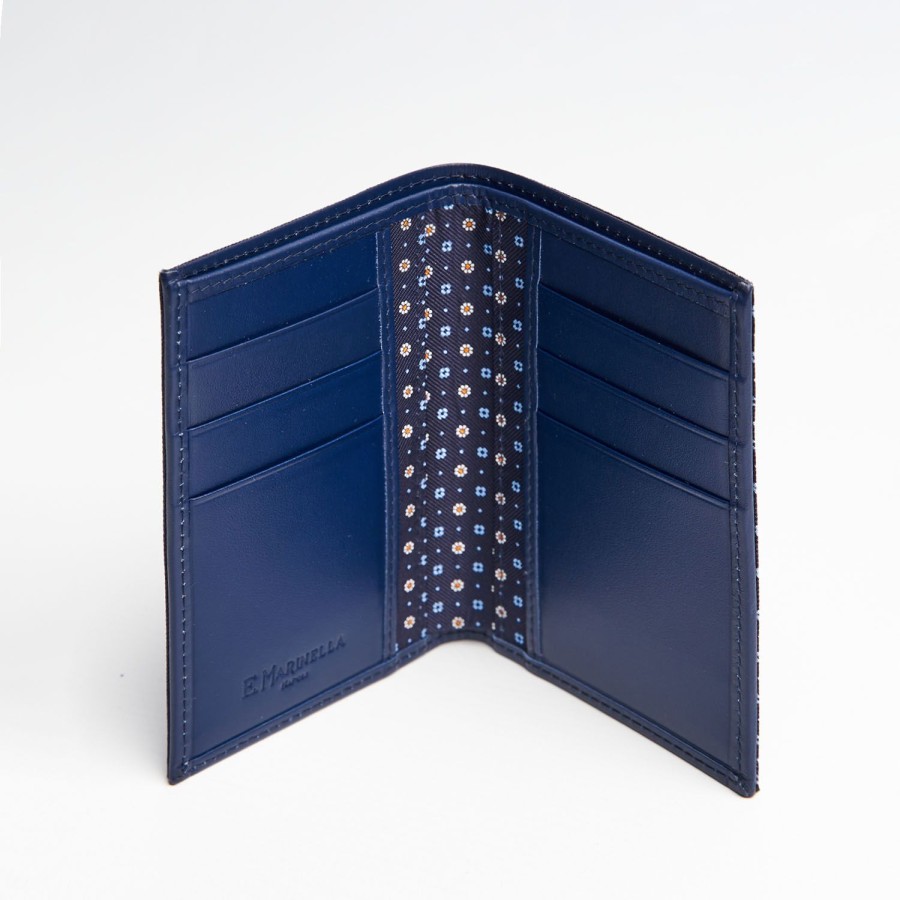 Best E.Marinella Dark Blue Vertical Wallet In Silk And Leather