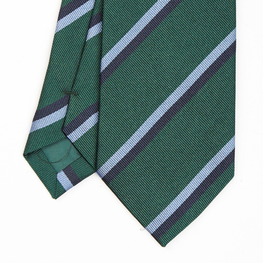 Online E.Marinella Dark Green Sartorial Striped Silk Tie