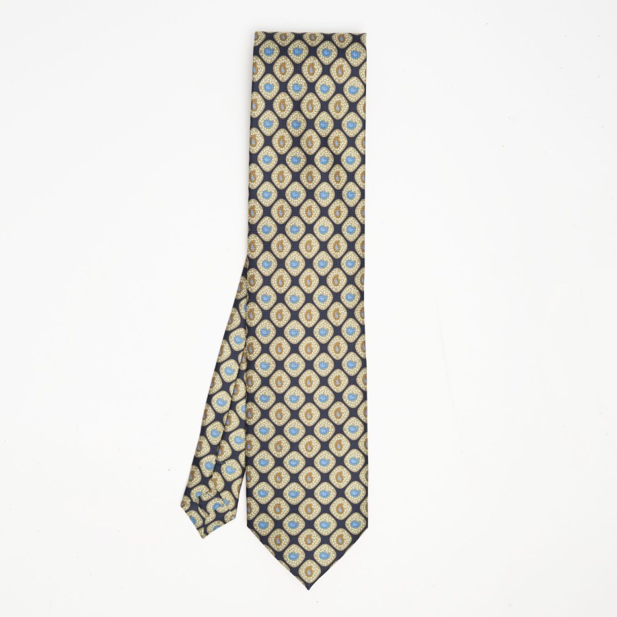 New E.Marinella Dark Blue Heritage Collection Silk Tie - Paisley Pattern