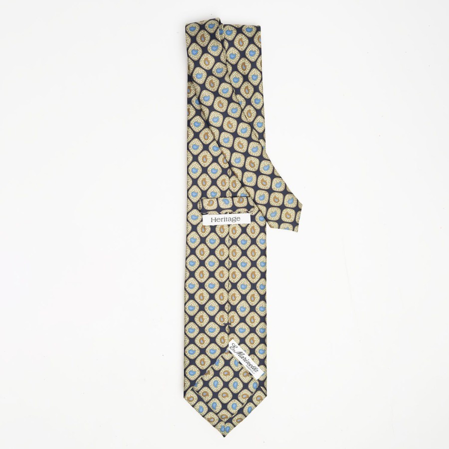 New E.Marinella Dark Blue Heritage Collection Silk Tie - Paisley Pattern