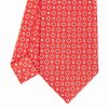 Clearance E.Marinella Red Sartorial Classic Silk Tie - Small Flower Pattern