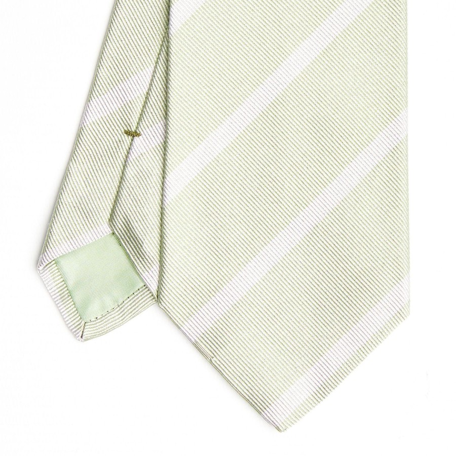 Wholesale E.Marinella Light Green Sartorial Striped Silk Tie