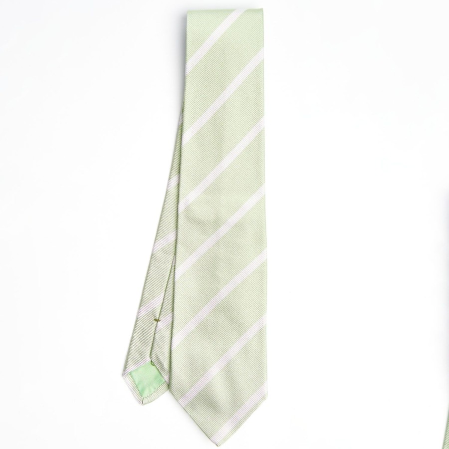 Wholesale E.Marinella Light Green Sartorial Striped Silk Tie