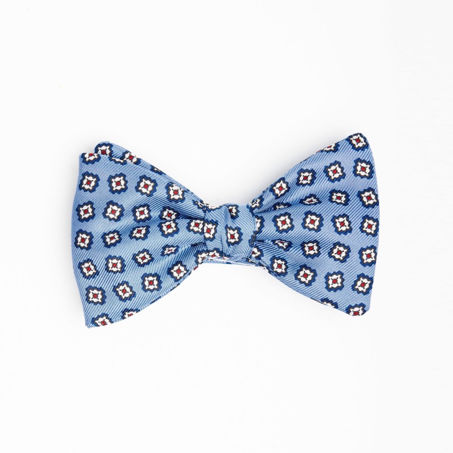 Best E.Marinella Light Blue Pre-Knotted Bowtie Small Flower Pattern