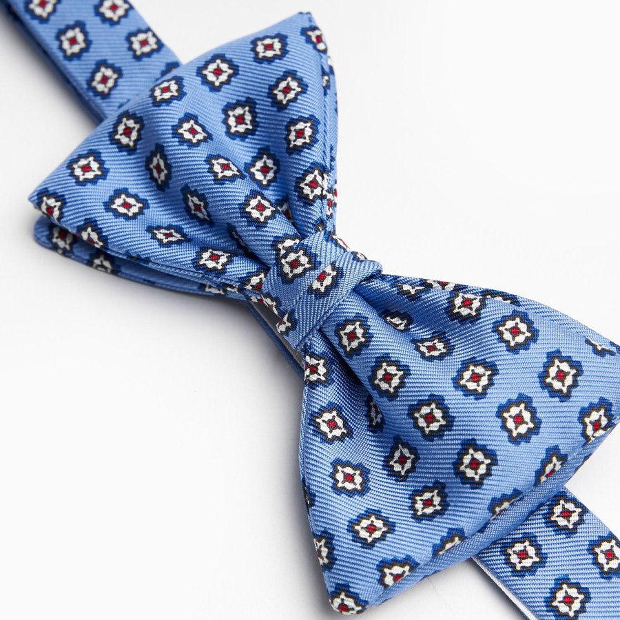 Best E.Marinella Light Blue Pre-Knotted Bowtie Small Flower Pattern