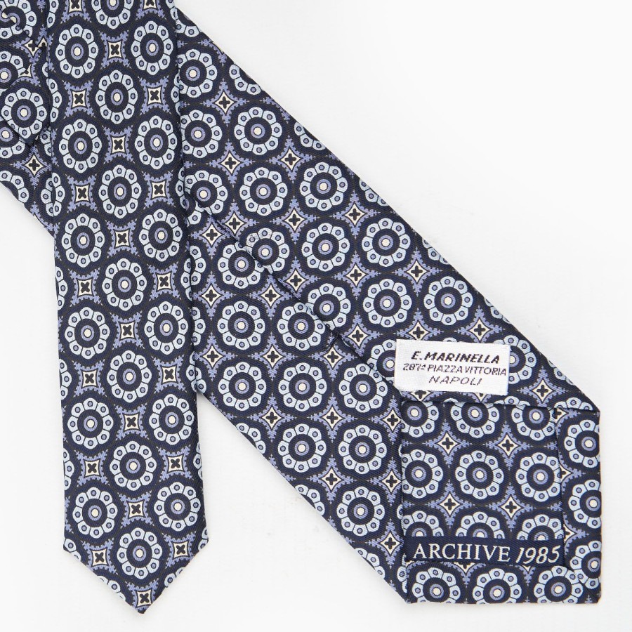 Best E.Marinella Dark Blue Archivio Collection Silk Tie 1985-01