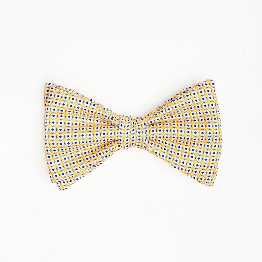 Wholesale E.Marinella Yellow Pre-Knotted Bowtie - Small Geometric Pattern