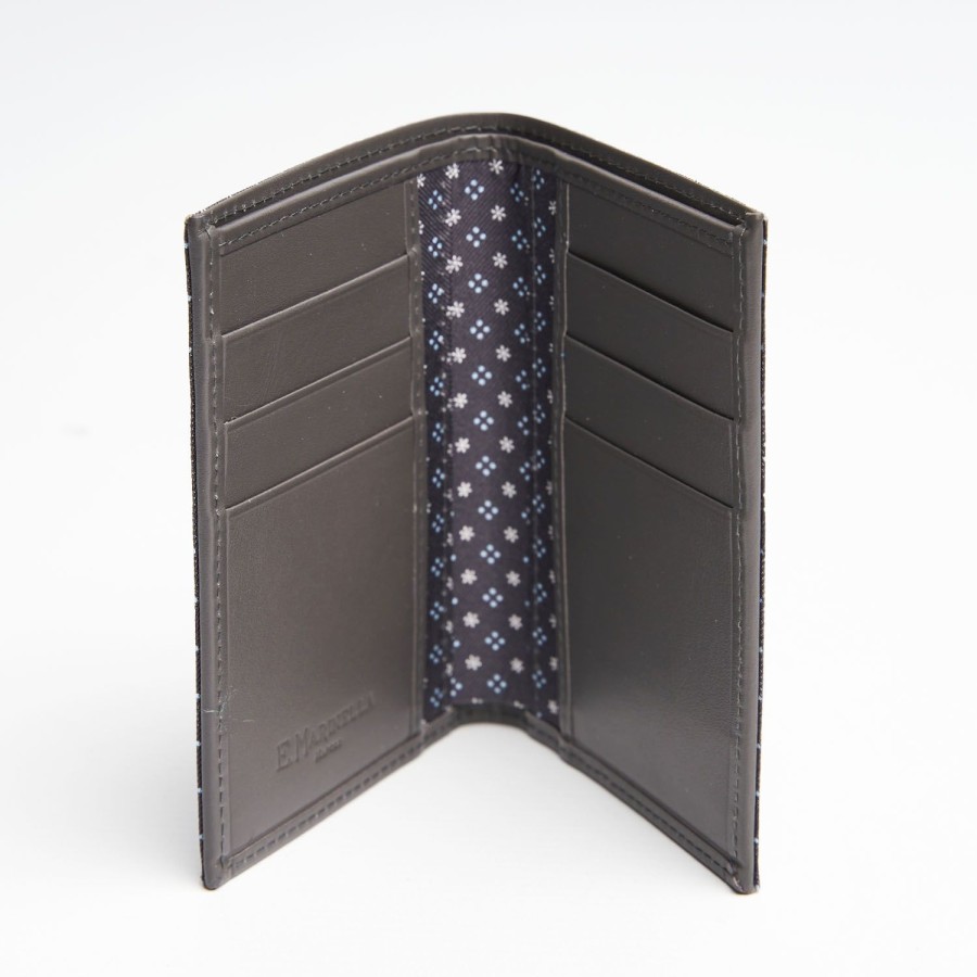 Wholesale E.Marinella Dark Grey Vertical Wallet In Silk And Leather