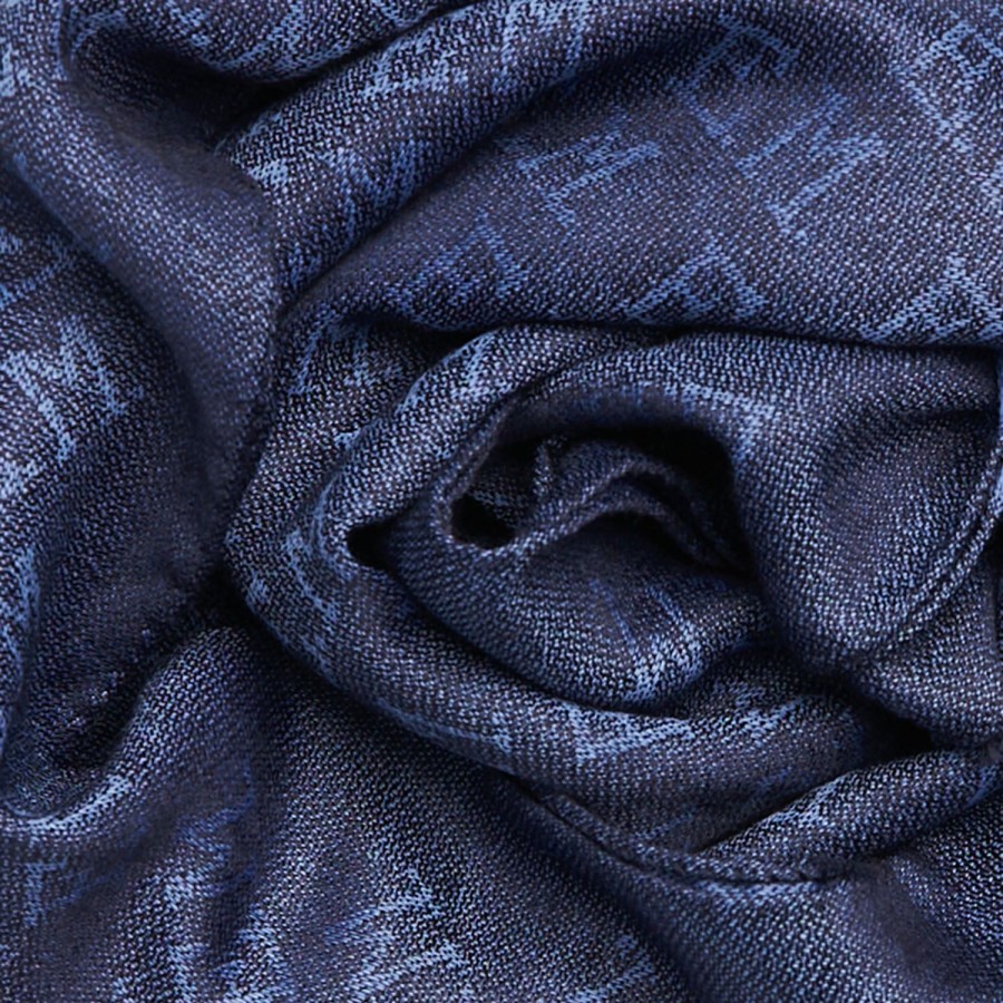 Clearance E.Marinella Blue Em Logo Scarf In Wool And Cashmere