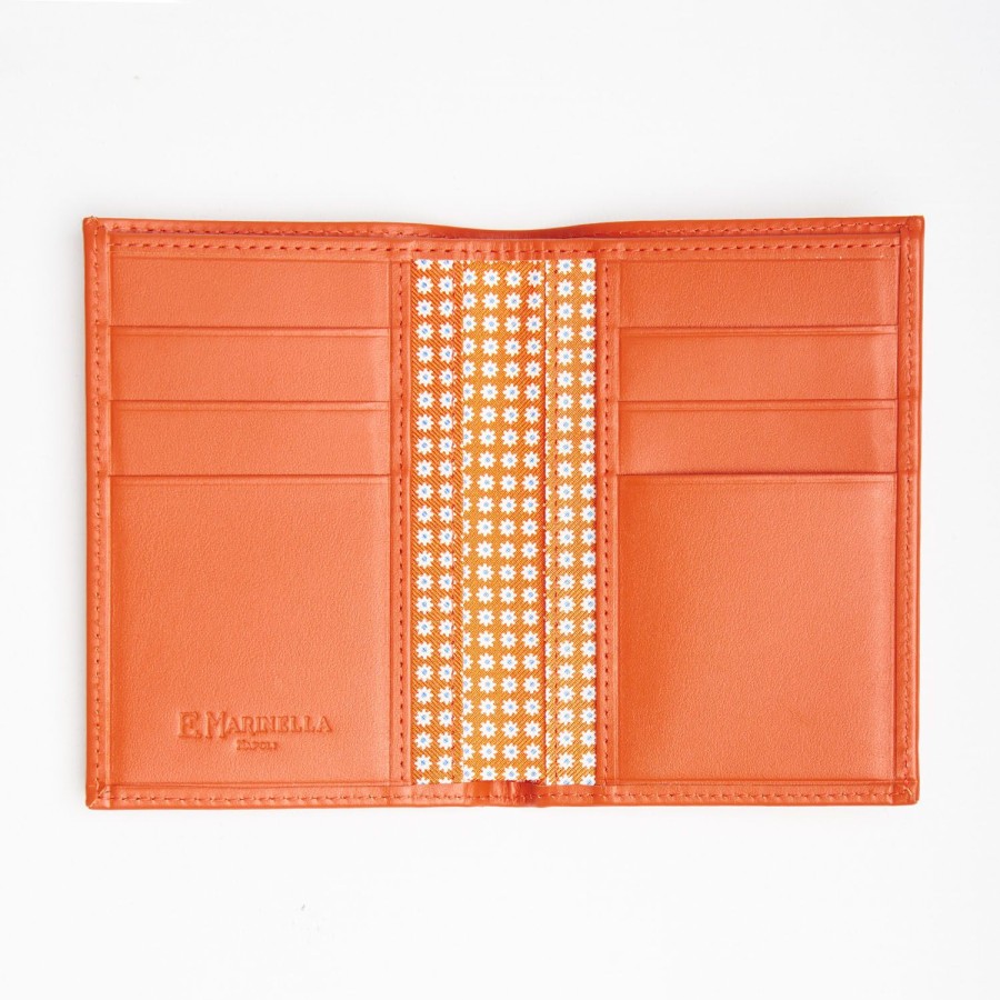 Best E.Marinella Orange Vertical Wallet In Silk And Leather