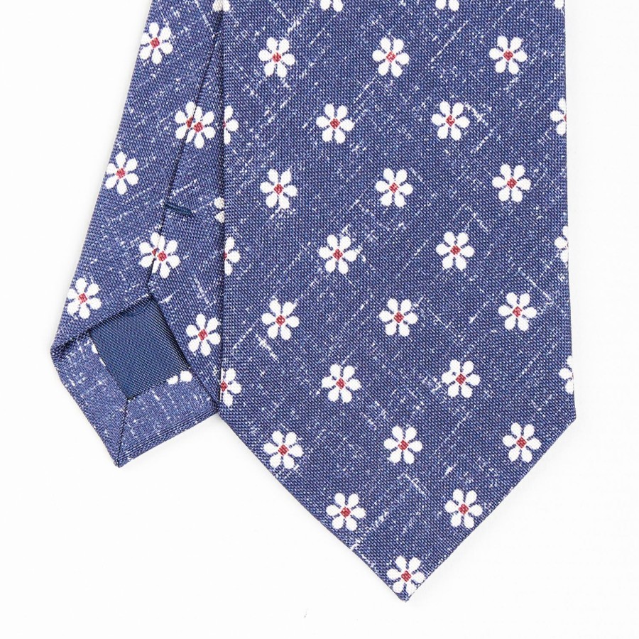 Hot E.Marinella Blue Sartorial Cotton And Silk Tie - Large Flower Pattern