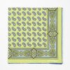 Best E.Marinella Light Green Hand-Printed Silk Pocket Square - Paisley Pattern