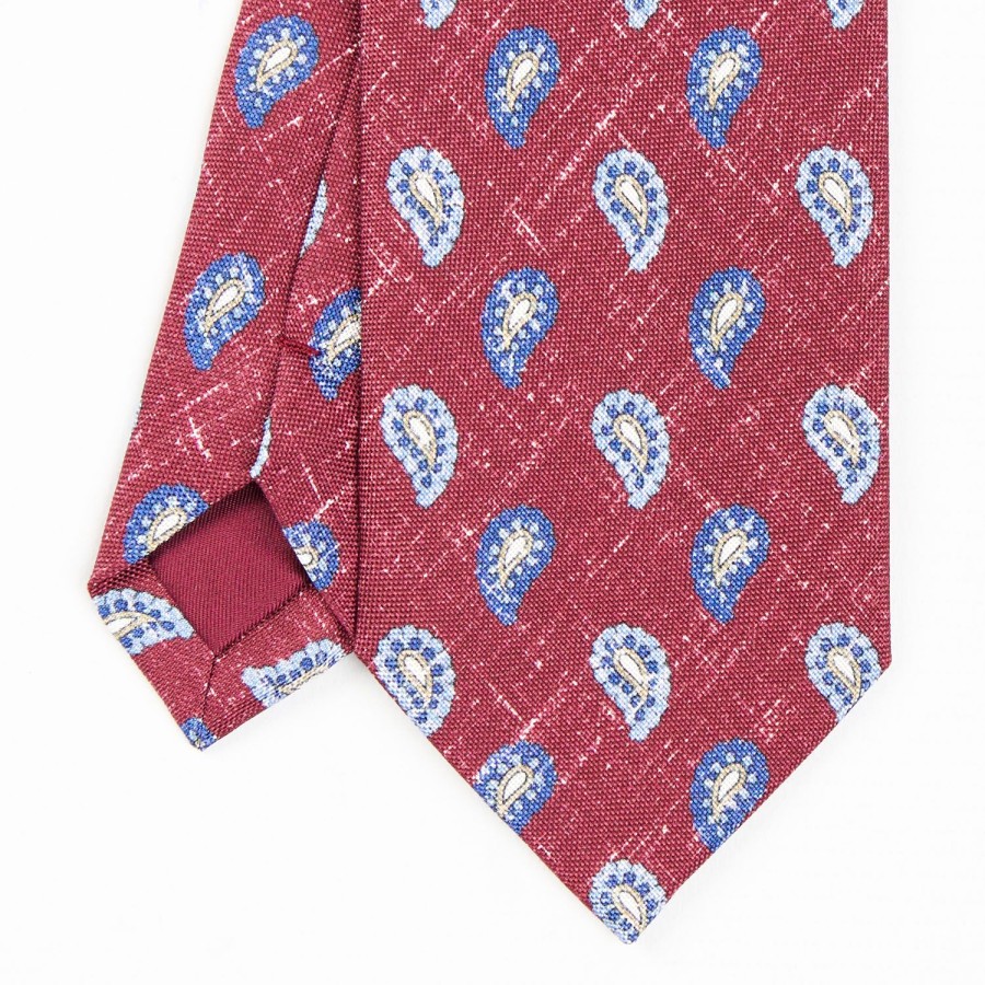 Best E.Marinella Burgundy Sartorial Cotton And Silk Tie - Paisley Pattern