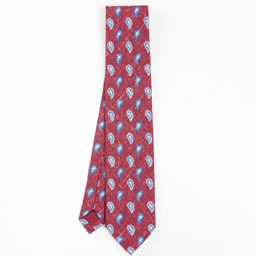 Best E.Marinella Burgundy Sartorial Cotton And Silk Tie - Paisley Pattern