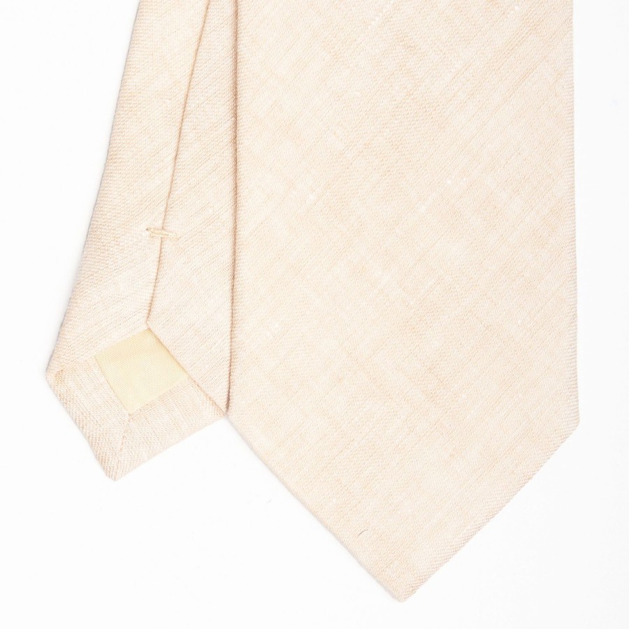 Hot E.Marinella Beige Sartorial Linen Tie Solid Color