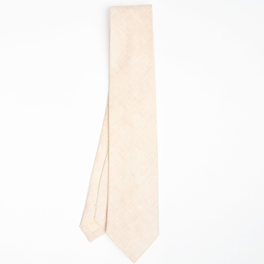 Hot E.Marinella Beige Sartorial Linen Tie Solid Color