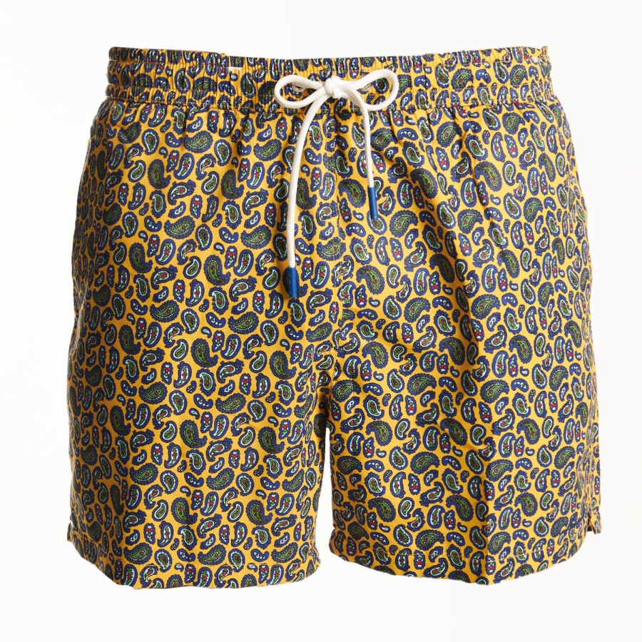 New E.Marinella Yellow Swim Shorts- Paisley Pattern