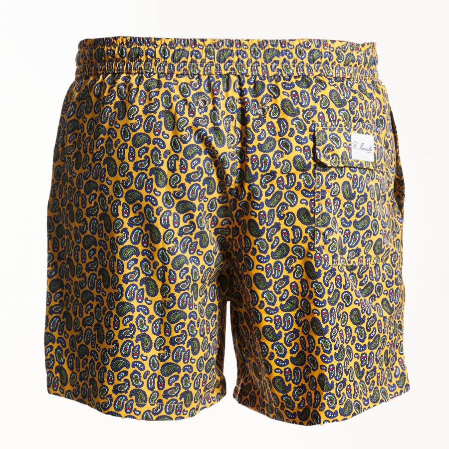 New E.Marinella Yellow Swim Shorts- Paisley Pattern