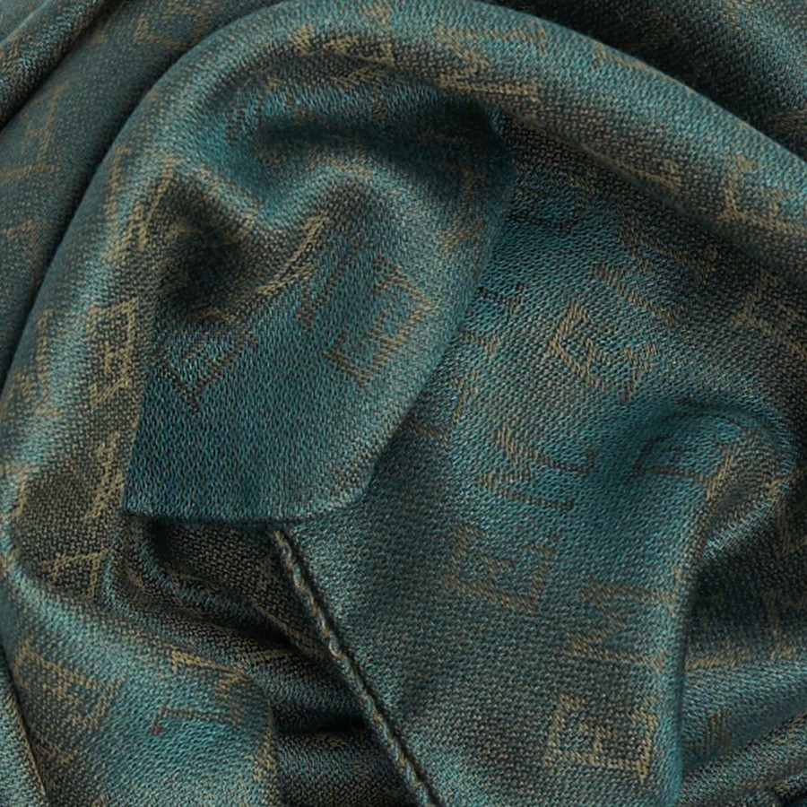 Best E.Marinella Dark Green Em Logo Scarf In Wool And Cashmere