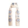 Wholesale E.Marinella Beige Cotton And Linen Scarf - Light Blue Macro Flowers