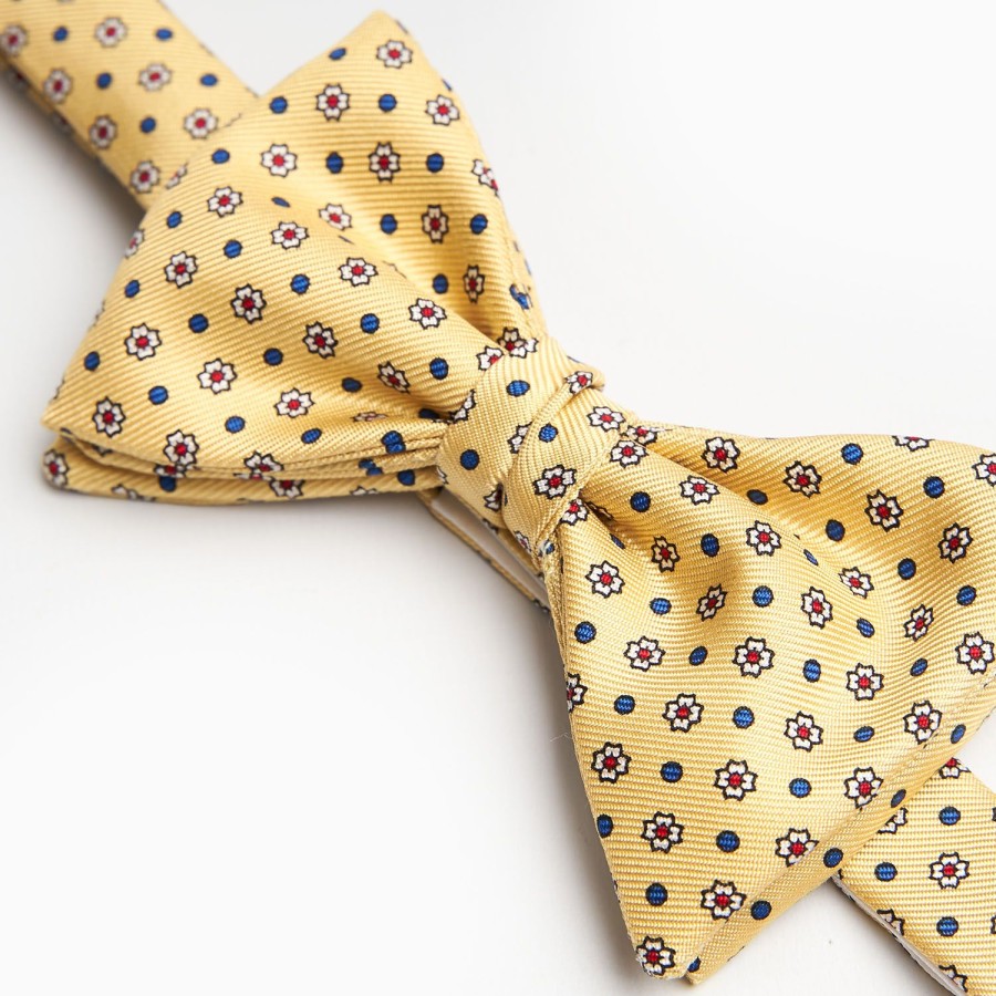 Best E.Marinella Yellow Pre-Knotted Silk Bowtie - Small Flower Pattern